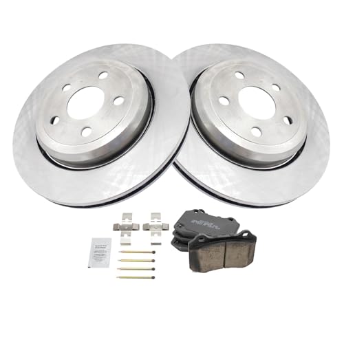 Image of TRQ Rear Brake Pad and Rotor Set Ceramic Compatible with 2012-2019 Jeep Grand Cherokee 2019-2023 Dodge Durango