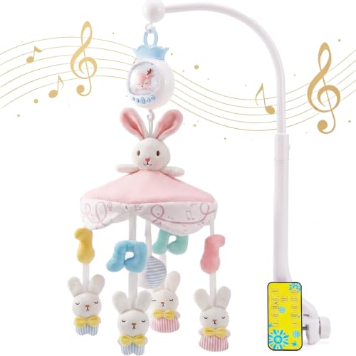 Image of Baby Crib Mobile with Music for Boys and Girls (Pink)