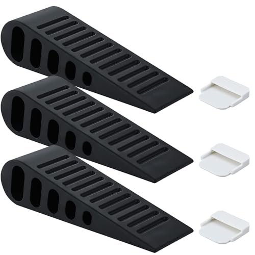 OWLMATE 3 topes de puerta para suelo, cuña de puerta, de goma, antideslizantes, duraderos y pesados, de goma para todas las superficies