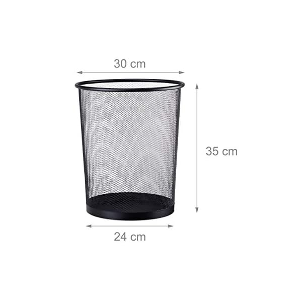 Relaxdays Papierkorb Metall, großer Papiereimer fürs Büro, Mülleimer Mesh 20 Liter, Draht, 30 cm Ø, 35 cm hoch, schwarz – Bild 4