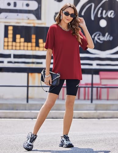 Image of Ekouaer 2 Pack Womens Tops Short Sleeve Oversized T Shirts Summer Spring Tops 2025 Basic Casual Tee Top S-XXL