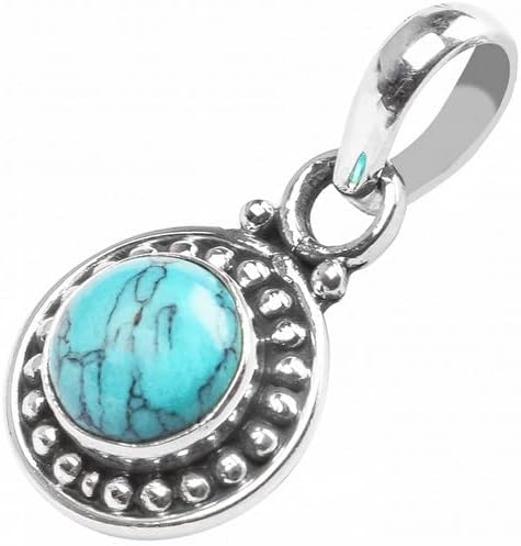 Avicrafts Gemstone 925 Sterling Silver Pendant Necklace For Women Girls- Natural Gemstone Solitaire Handmade Pendant