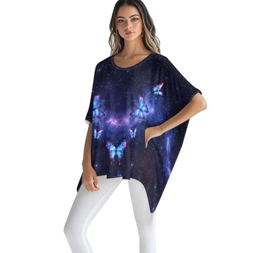 Bat Wing Blouses Cape Tops 2024 Trendy Soft Cozy Breathable Poncho Shirt Bat Wing Top Dining Out Formal Attire