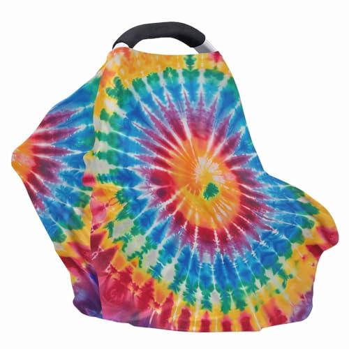 Image of Youngerbaby Tie Dye Nursing Cover for Newborns Breastfeeding Cover Scarf Baby Car Seat Covers Infant Stroller Cover Carseat Canopy for Girls and Boys Full Coverage