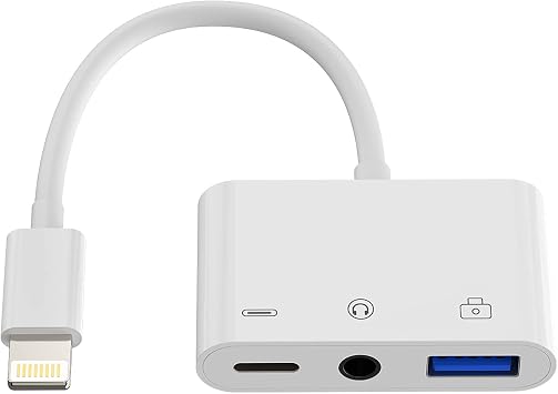 Lightning to 3.5mm Headphone Jack Dongle3in1 USB Flash Drive Charger AUX Audio Cable for iPhone Camera Card Reader OTG Adapter 11 12 13 14Pro Max Plus X for iPad Mouse Keyboard Memory Stick