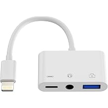 Lightning to 3.5mm Headphone Jack Dongle3in1 for iPhone USB Charger AUX Audio Cable Adapter OTG 14 13 12 11 Pro Max Plus for iPad Camera Card Reader Mouse Keyboard Memory Stick Flash Drive