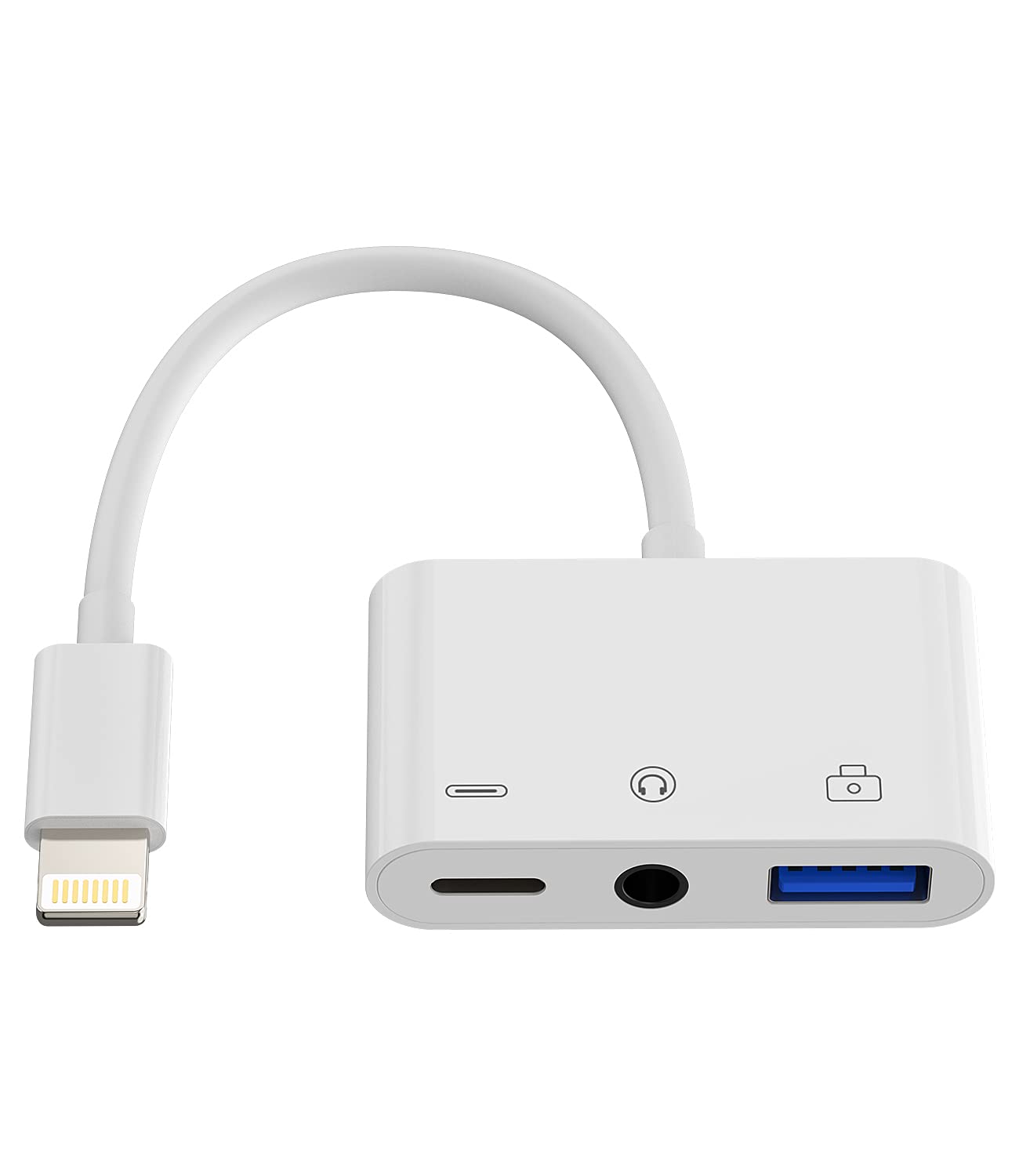 HOYULLI Lightning to 3.5mm Headphone Jack Dongle(3in1) for iPhone USB Charger AUX Audio Cable Adapter OTG 14 13 12 11 Pro Max Plus for iPad Camera Card Reader Mouse Keyboard Memory Stick Flash Drive