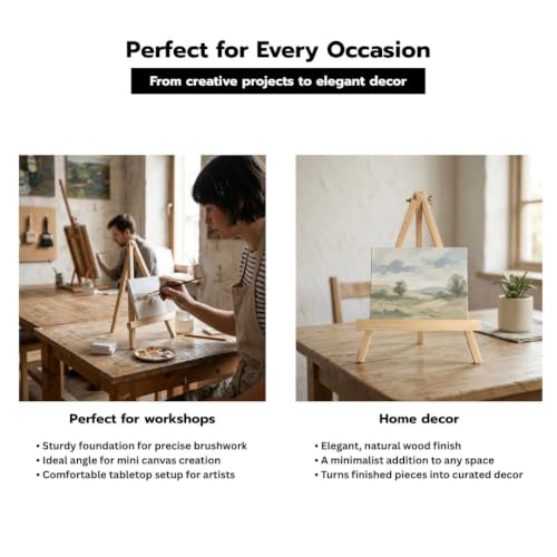 Image of Grandink A-Frame 8 Inch Screw Wooden Easel 12mm (Set of 10) | Adjustable tabletop easels , ideal for painting, photos, signs, crafts, kids & students.