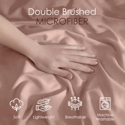 Image of Hearth & Harbor Blush Pink Duvet Cover with Fitted Sheet Twin Size | 3 Piece Soft Double Brushed Bedding Set, Button Closure, 1 Duvet Cover 68x90 Inches, 1 Fitted Sheet, 1 Pillow Sham