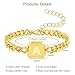Bellino Initial Bracelet Squre A-Z Letter Cuban Link Chain Mens Bracelets Adjustable Size Stainless Steel Men Jewelry Gifts for Husband Dad Brother Son(M)