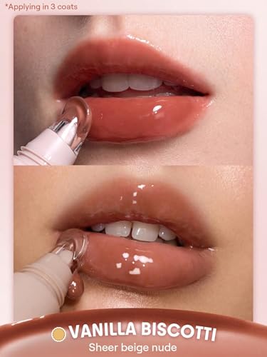 SHEGLAM Crystal Glaze Moisturizing Lip Gloss Hydrating Jelly Long Lasting Waterproof Plumping Lip Gloss- Vanilla Biscotti