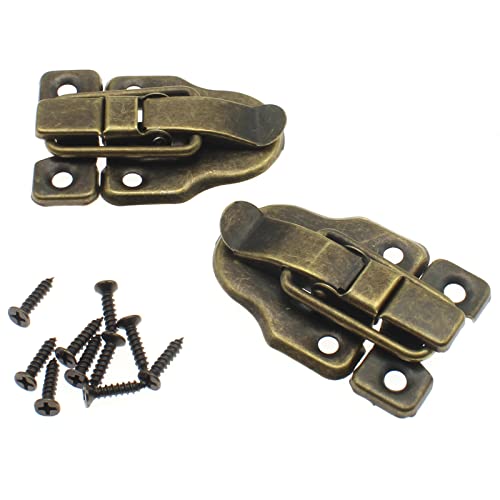OZXNO 2 cierres de palanca de estilo retro con tornillos de montaje para reparación/joyero de madera decorativo (bronce)