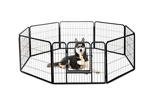 Furdreams Welpenauslauf - 100 cm, 8 Paneele, Metall Freigehege, sicherer Laufstall für Hunde, Welpen, Katzen, Kaninchen und andere Tiere, Faltbarer und tragbarer Hundekäfig für drinnen & draußen Cover