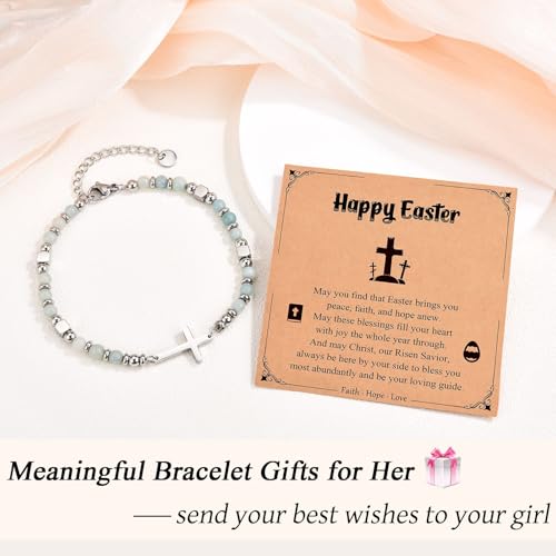 Image of Religious Cross Bracelet for Women Girls, Christian Gifts for Daughter Granddaughter Sister in Christ Friend Niece on Birthday Christmas Easter Valentines Day Graduation
