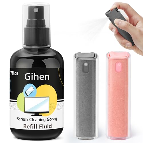 Refillable Screen Cleaner (16 Times), Screen Cleaner Spray and Wipe, Car Screen Cleaner, Laptop Computer Monitor Screen Cleaner, Phone pad Touch Screen Cleaner Spray Pink+Grey