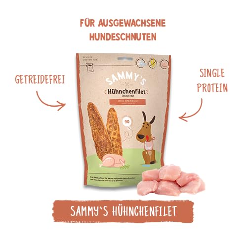 Sammy´s Hühnchenfilet | Zarter Snack für Hunde mit viel frischem Fleisch | Schonend luftgetrocknet | 6 x 190 g