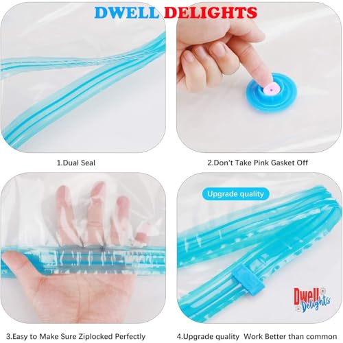 Image of Smart Saver Vacuum Bags for Travel, Space Saver Bags 5 Pack (1 Large 2 Medium 2 Small) Storage Bags for Clothes, Sealer Bags, Vaccine Sealed Airtight Ziplock Bag with Hand Pump