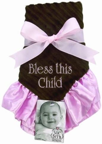 Bless This Child Baby Blankie, Pink/Brown