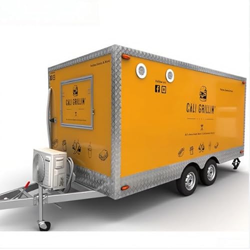Mobile Food Truck Trailer with Full Equipment for Sale - Coffee, Bar, Hot Dog, Ice Cream Cart, Commercial Kitchen for Street Vendors (16FT)