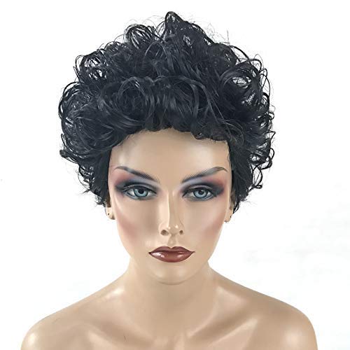 TopWigy Women Short Curly Brazilian Virgin Blend Wigs (Natural Spiral Curls, Black)-Short with Capless Wig for Daily& Wedding Wear 8 Inches