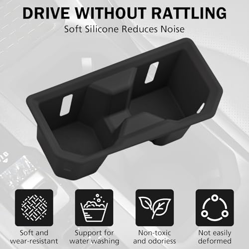 Image of Cup Holder Insert for 2026 Toyota RAV4 Hybrid, Anti-Slip Silicone Cup Holder Liner Set, Waterproof Cup Holder Mat, No Rattling Drink Holder Pads, Easy to Clean Interior Accessories