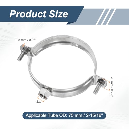 Collier de serrage réglable 75 mm M8 pour stabiliser les canalisations au plafond