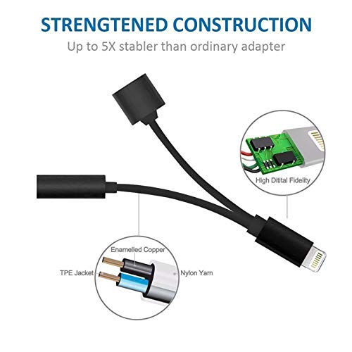 Headphone Adapter Jack 2 in 1 Adapter for iPhone Xs/Xs Max/XR/ 8/8 Plus/X (11) / 7/7 Plus Adapter Listen to Music Adapter Audio and Charge 3.5mm Splitter Converter Compatible with Adaptor Charger