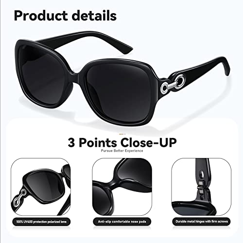Jaspin Sunglasses Womens Oversized Polarized Sunglasses - Trendy Square Retro Sun Glasses Big Shades Uv400 Protection #TOP3