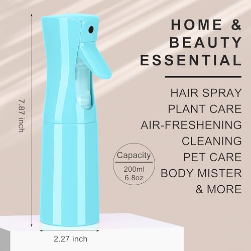 Hair Mister Spray Bottle，Spray Water Bottle Fine Mist Refillable Plants（6.8OZ /200ML） Barber，Showering Pets, Plants, travel, Ironing and Cleaning ﻿ ﻿ ﻿ (Blue-1Pcs)3