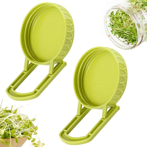 Sprossenglas Deckel mit Halter 2er Set BPA-frei Sieb Deckel für Einmachgläser Keimdeckel für Sprossen Anzuchtset mit Stand