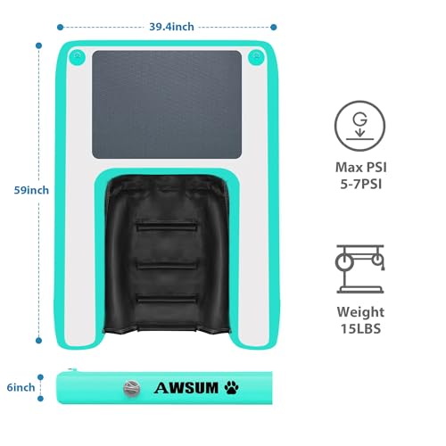 Inflatable Dog Water Ramp Extra Large Float Floating Boat Ramps for Dogs On Water Ladder Steps for Pool, Lake, Boats and Dock,with Non-Slip Pad - Thumbnail 2