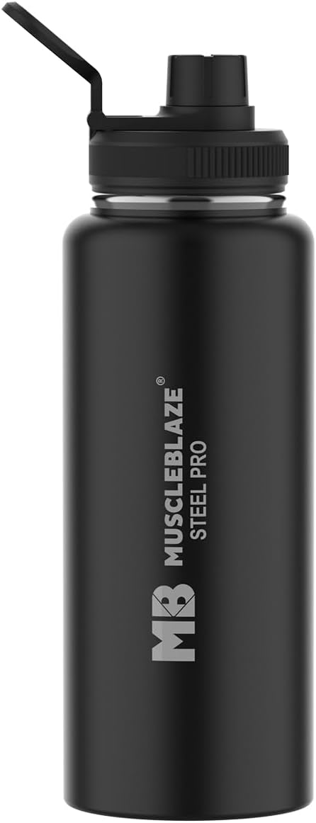 Sports Insulated Bottle for Gym, Office, Home & Travel | Insulated Bottle for Adults (1 L, Stealth Black)