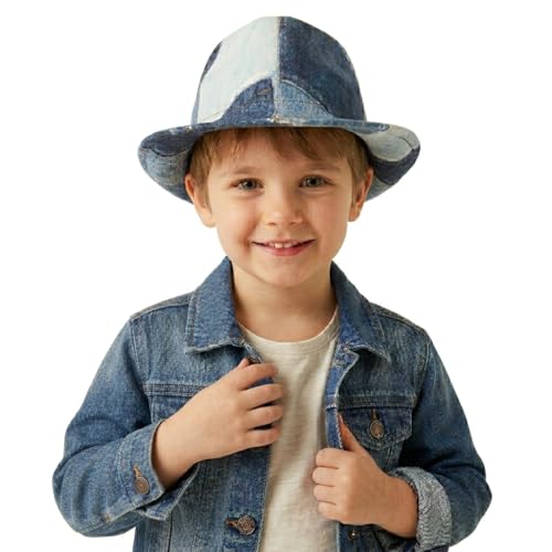 Image of Tie Dye Denim Patchwork Cowboy Hat for Women Men Western Wide Brim Costume Party Hat
