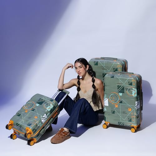 Image of Trolley Bag Set of 2 Green 65cm & 75cm | Polycarbonate Suitcase for Travel | Hard Luggage with 360 Spinner Wheels | TSA Lock, Antitheft Zipper & Dual Cover Interior Manchester