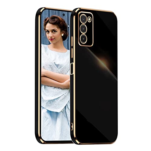 Jeelar NEINEI Case for Samsung Galaxy A02s 4G,Mirror Silicone Slim Fit Case,Simplicity Plating TPU Stylish Shiny Shockproof Protective Phone Case-Black
