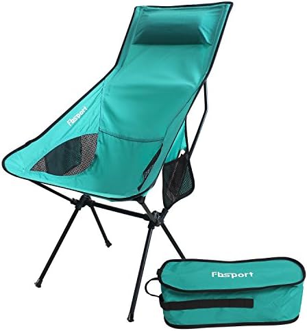 FBSPORT Lightweight Folding Camping Backpack Chair, Compact & Heavy Duty Portable Chairs for Hiking Picnic Beach Camp Backpacking Outdoor Festivals (Lounge Chair -Teal)