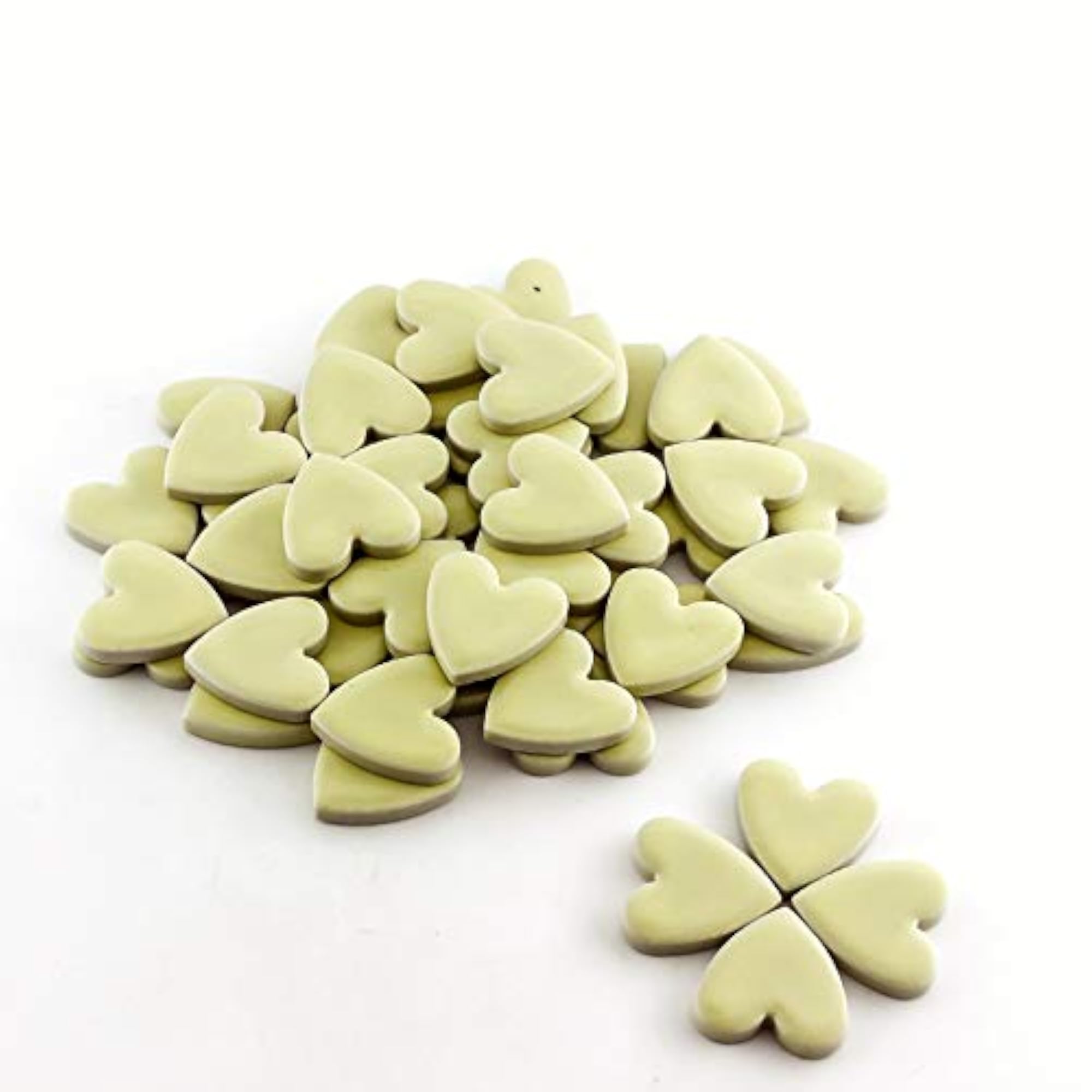 23mm Heart Shaped Yellow Ceramic Tiles, 28 Pcs Pack