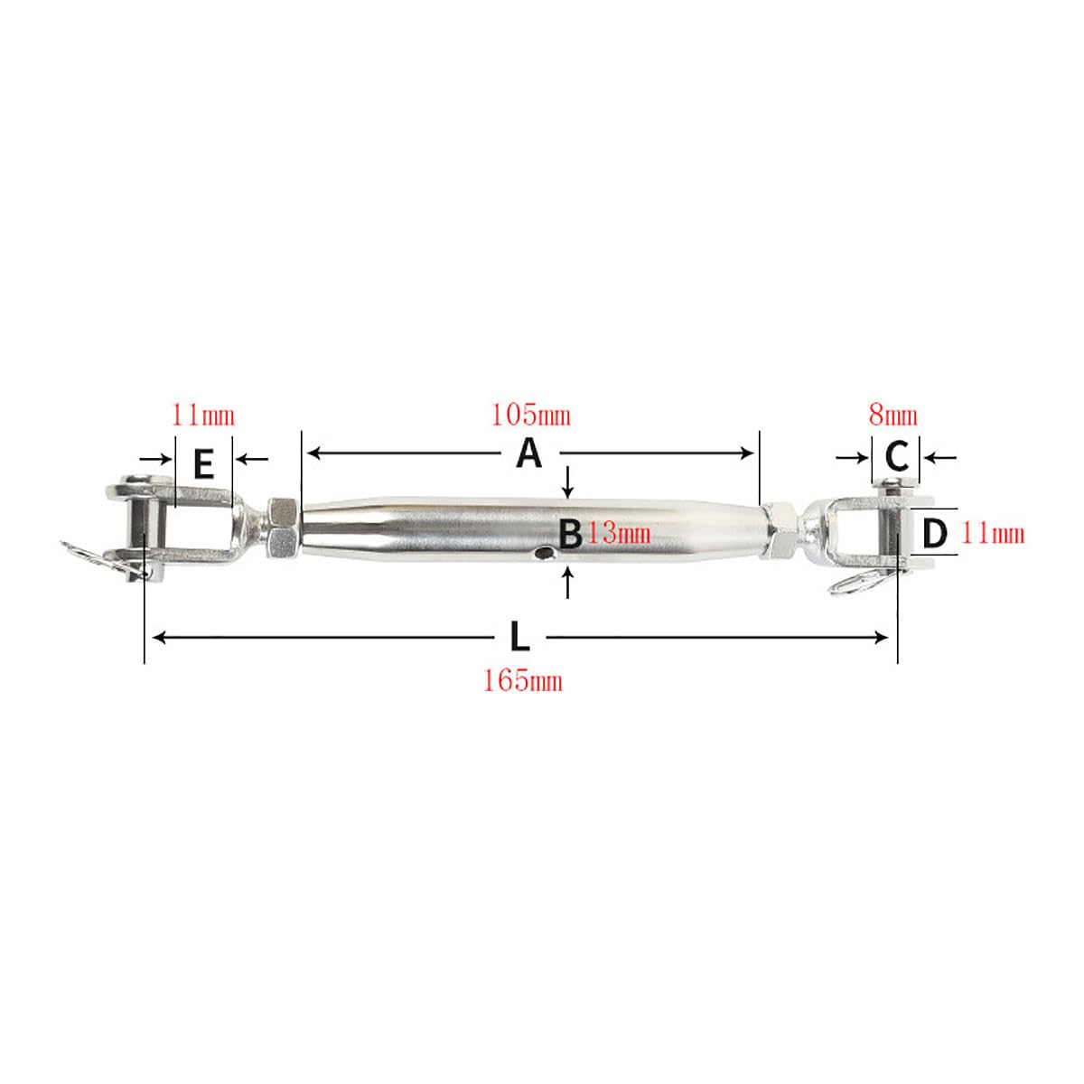4 Stück 304 Edelstahl geschlossener Körper Riggingschraube Turnbuckle Drahtspannungsausgleicher Marine Boot Seilspannungsausgleicher M8