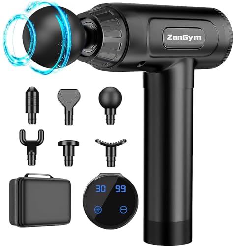 Massage Gun Deep Tissue, Percussion Muscle Massager LCD Touch Screen 6 Heads with 30 Speeds Quiet Hand Massagers for Muscle Neck Back Shoulder Pain Relief