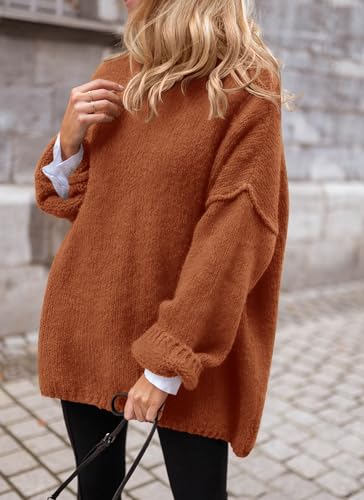 PRETTYGARDEN Women's Knit Oversized Sweater Fall Fashion Casual Long Sleeve Turtleneck Chunky Pullover Tops Winter Clothing