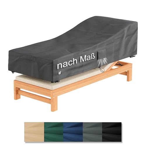 Epic Tube Gartenliege Abdeckung nach Maß, auch für Sonnenliege, Liegestuhl, Loungeliege, Rechteckige Schutzhülle, Wasserdicht mit versiegelten Nähten - 600D Oxford, Made in EU