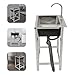Free Standing Kitchen Sink, Commercial Single Bowl Sink, Stainless Steel Utility Sink with 360° Rotatable Faucet, Space Saver Sink for Laundry Room Bathroom Backyard Farmhouse