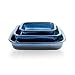 Produktbild UNICASA 3er Set Lasagneform Auflaufform Set aus Keramik, Porzellan Backform, Kuchenform Eckig Backform mit Griff für Soufflé Kuchen Tapas Bankett Backen Geschirr Blau