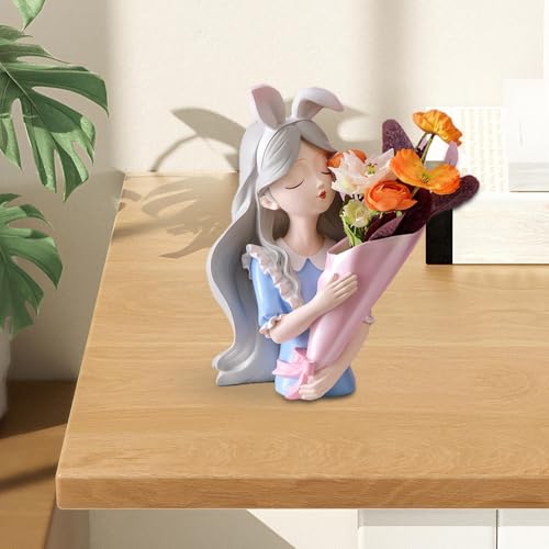 Vase à fleurs pour fille en résine sculpture moderne table - 3