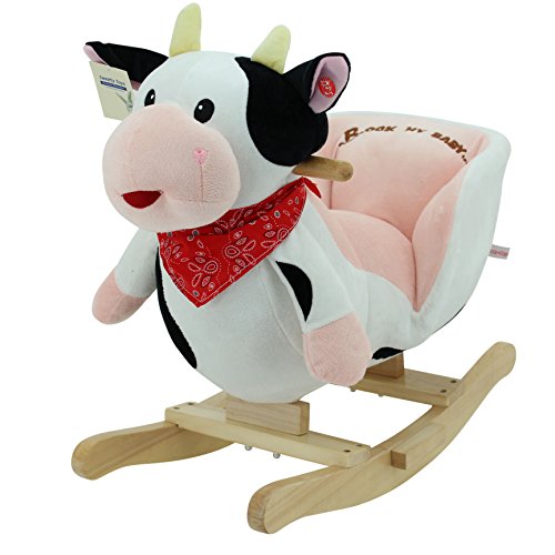Sweety Toys 3563 Schaukeltier Schaukelpferd Kuh Stickerei mit Funktion Sound 'MUH' – Bild 3