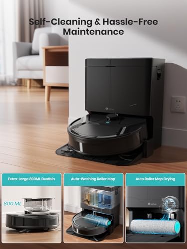 Image of Lefant Robot Vacuum and Mop, 18000Pa Strong Suction, Self-Cleaning with Auto Drying, LiDAR Navigation & Obstacle Avoidance, Tangle-Free Pet Hair, Slim, 800ml Dustbin, 5G WiFi