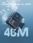 Apexcam M80 4K Caméra d'action avec 64GB Carte 60FPS 48MP 40M Caméra de sport étanche 8X Zoom pré-enregistrement WiFi Angle large avec 2x1350mAh Kits d'accessoires pour le montage de casques de batterie