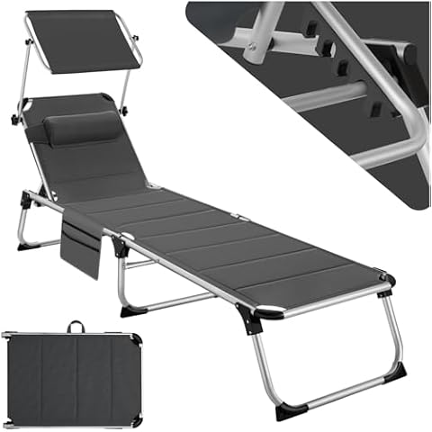 Chaise Longue TecTake avec Pare Soleil Cover
