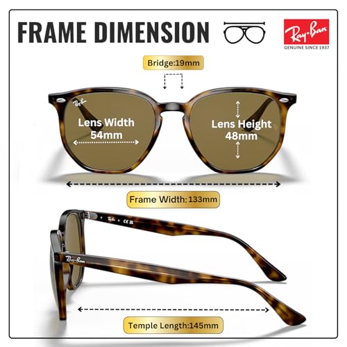 Image of Ray-Ban RB4306 Square-Round Shaped Sunglasses for Men & Women with Official RAYBAN Eyewear Kit