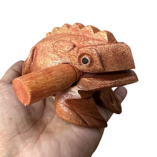 Nutta - 5 Inches Wooden Frog Guiro Rasp Musical Instrume Wood Percussion Desk Scraping Fog With Frog Sound Idea Funny Instruments Nature Wood Music Home Garden Decoration (5 Inches) #TOP14